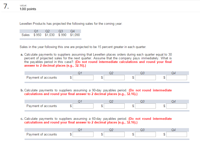 Solved Lewellen Products has projected the following sales