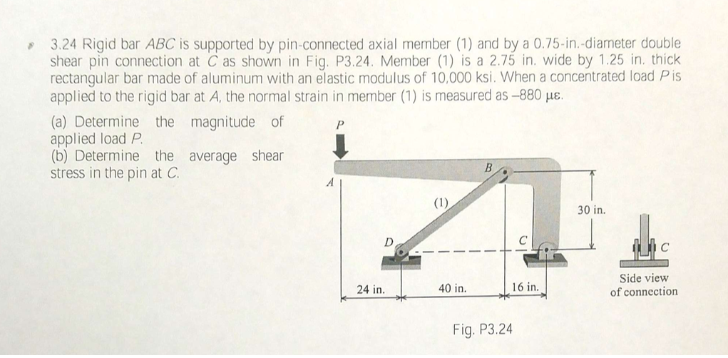 Solved Rigid Bar Abc Is Supported By Pin Connected Axial