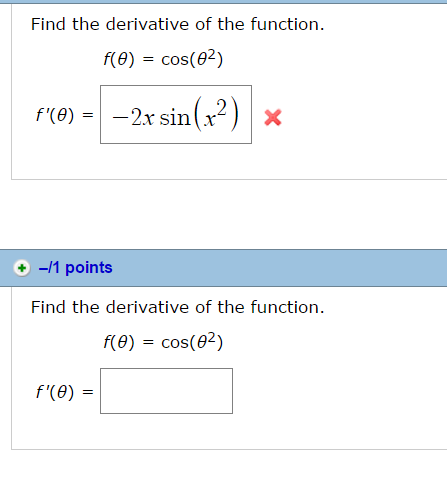 derivative of cos 2 theta