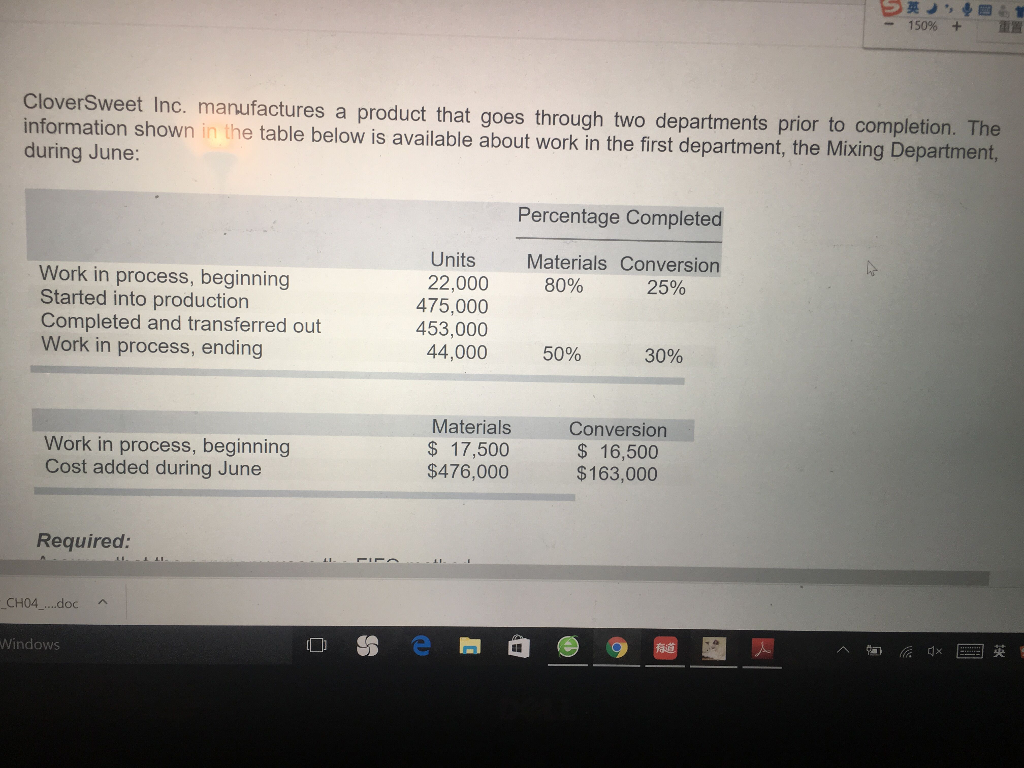 Solved CloverSweet Inc. manufactures a product that goes