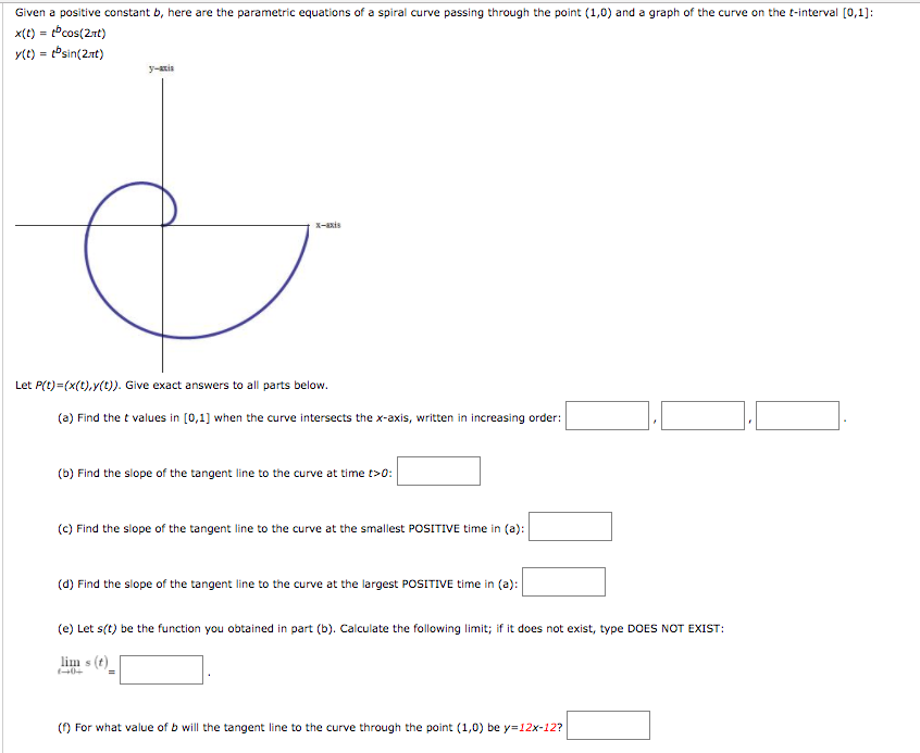 Solved Given A Positive Constant B, Here Are The Parametric | Chegg.com