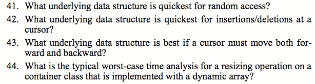 Solved What underlying data structure is quickest for random | Chegg.com