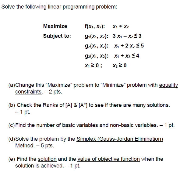 Solved Solve the following linear programming problem: | Chegg.com