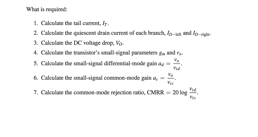 3.5 Differential Amplifier with nMOSFETs (25 %) The | Chegg.com