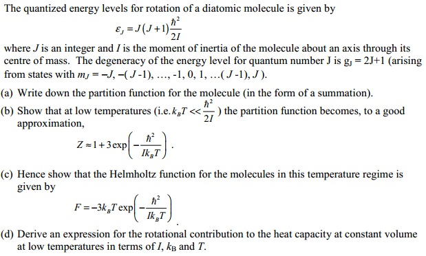 Solved The quantized energy levels for rotation of a | Chegg.com