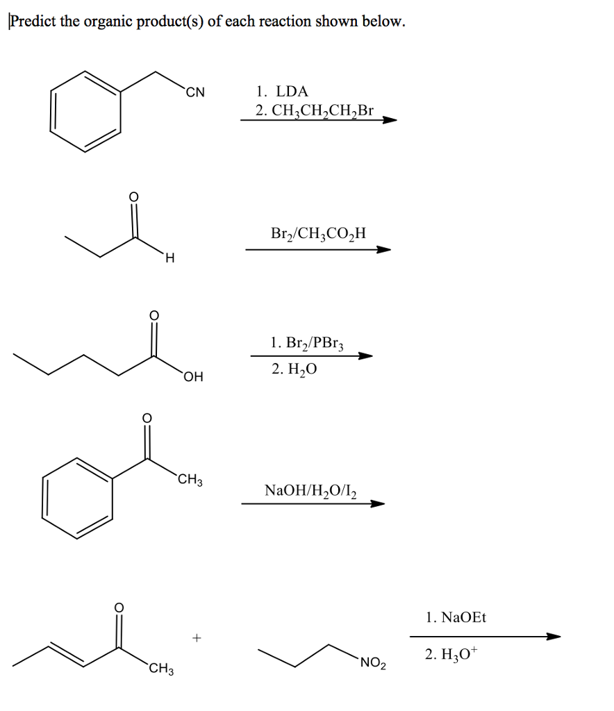 Solved Predict The Organic Product(s) Of Each Reaction Shown 