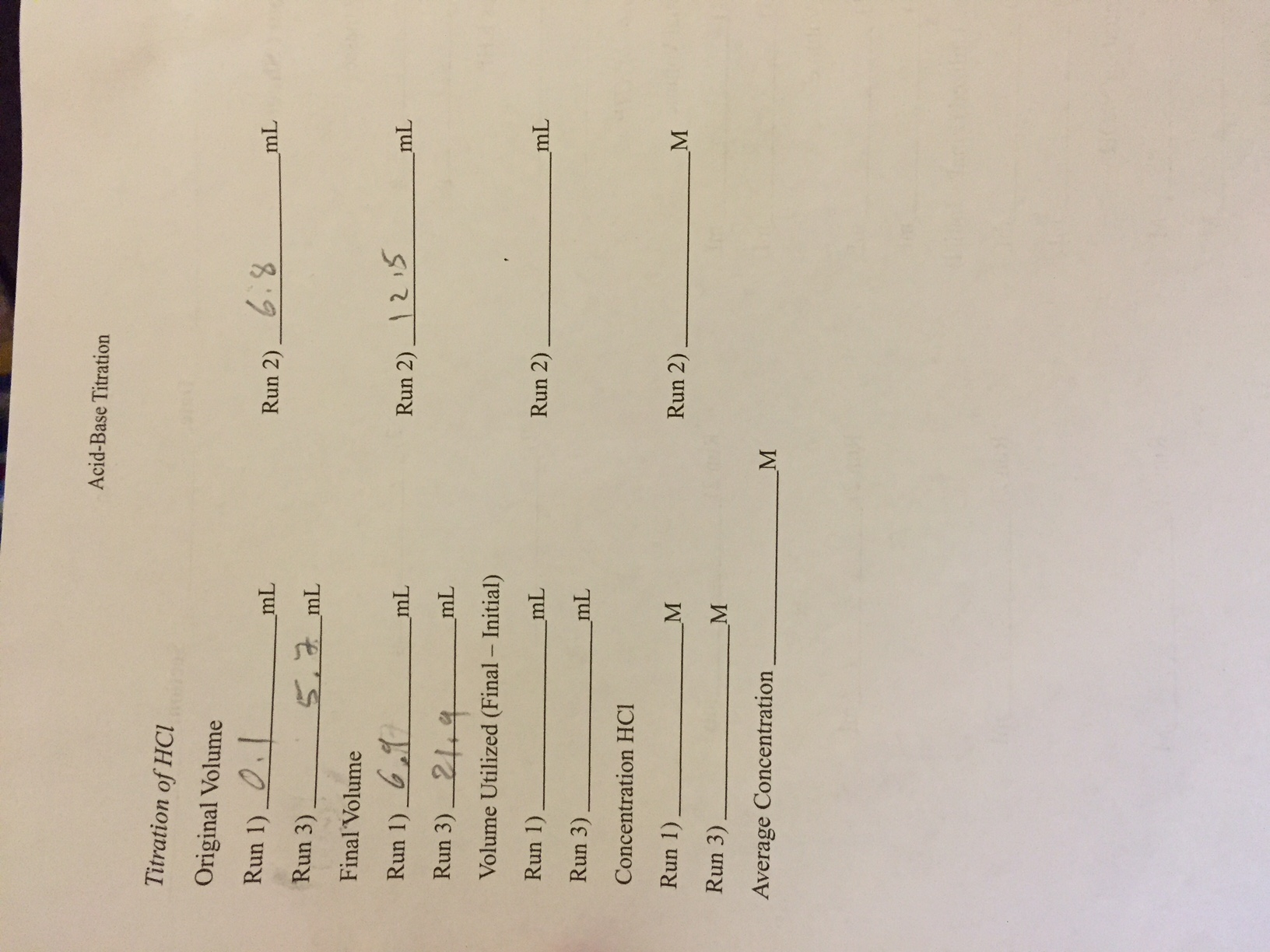 Acid-Base Titration Questions 1. What was the | Chegg.com