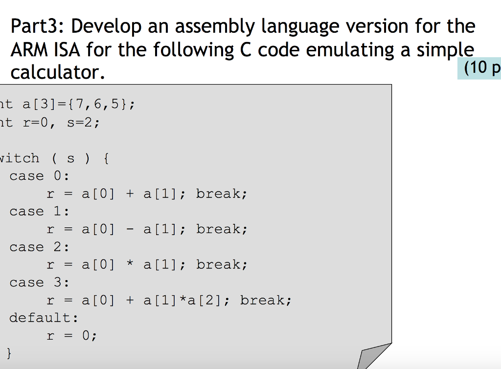 Part3: Develop an assembly language version for the | Chegg.com