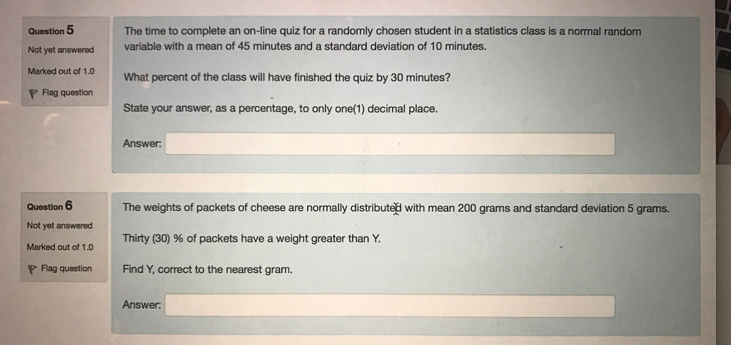Solved The time to complete an on -line quiz for a randomly | Chegg.com