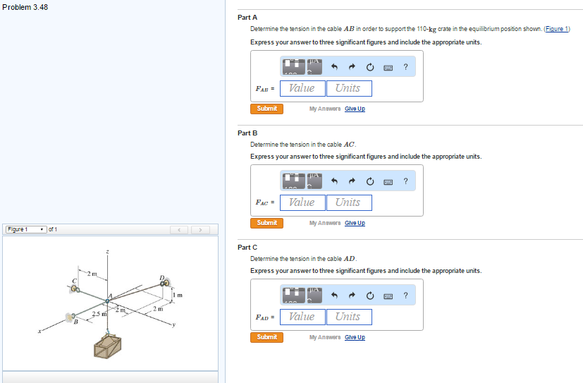 Solved Determine the tension in the cable AB in order to | Chegg.com