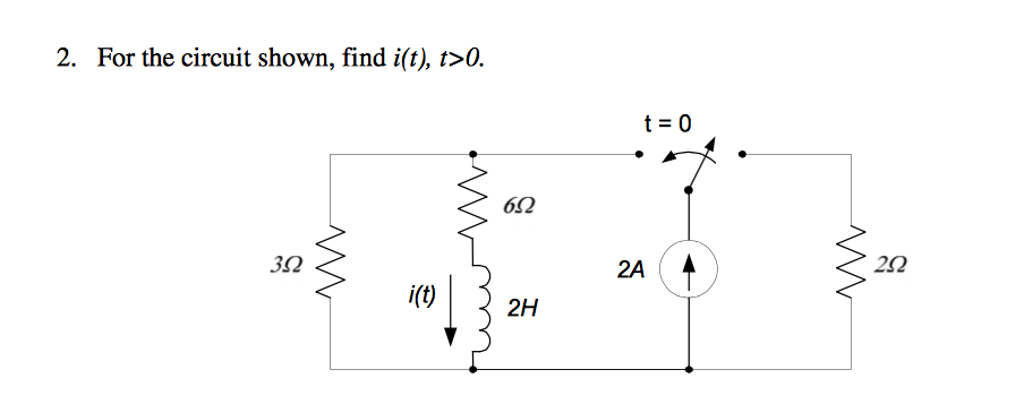 Solved For the circuit shown, find i(t), t > 0. | Chegg.com