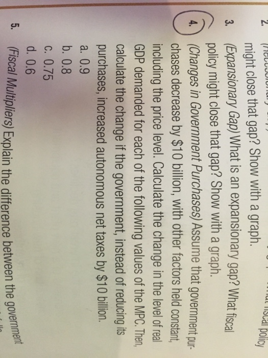 Solved What is an expansionary gap? What fiscal policy might