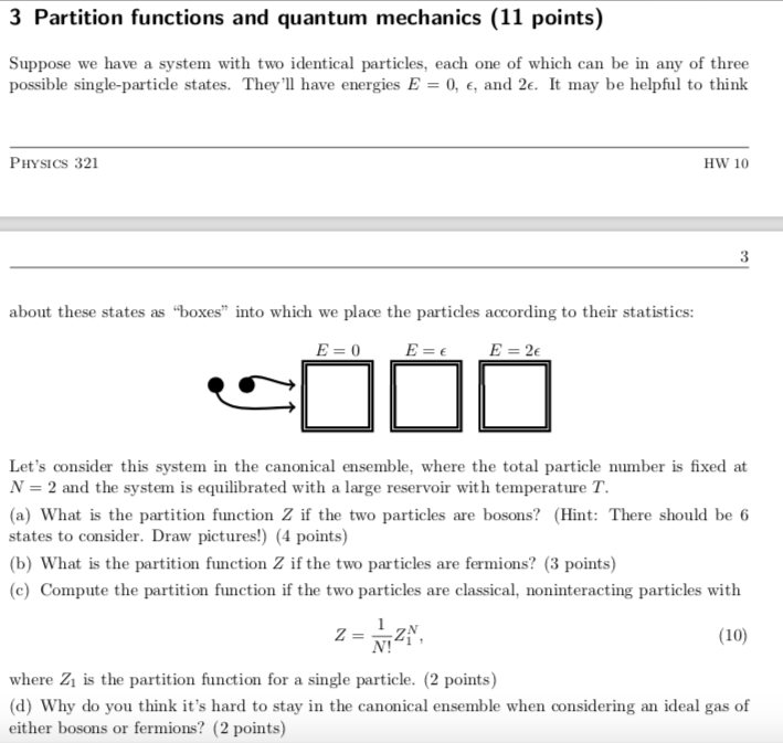 Solved 3 Partition functions and quantum mechanics (11