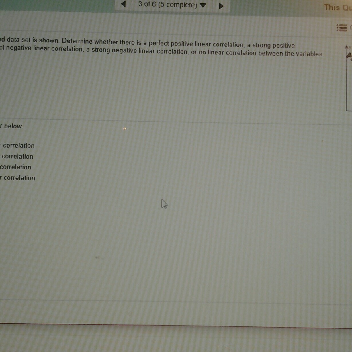 Data set is shown determine whether there is a chegg