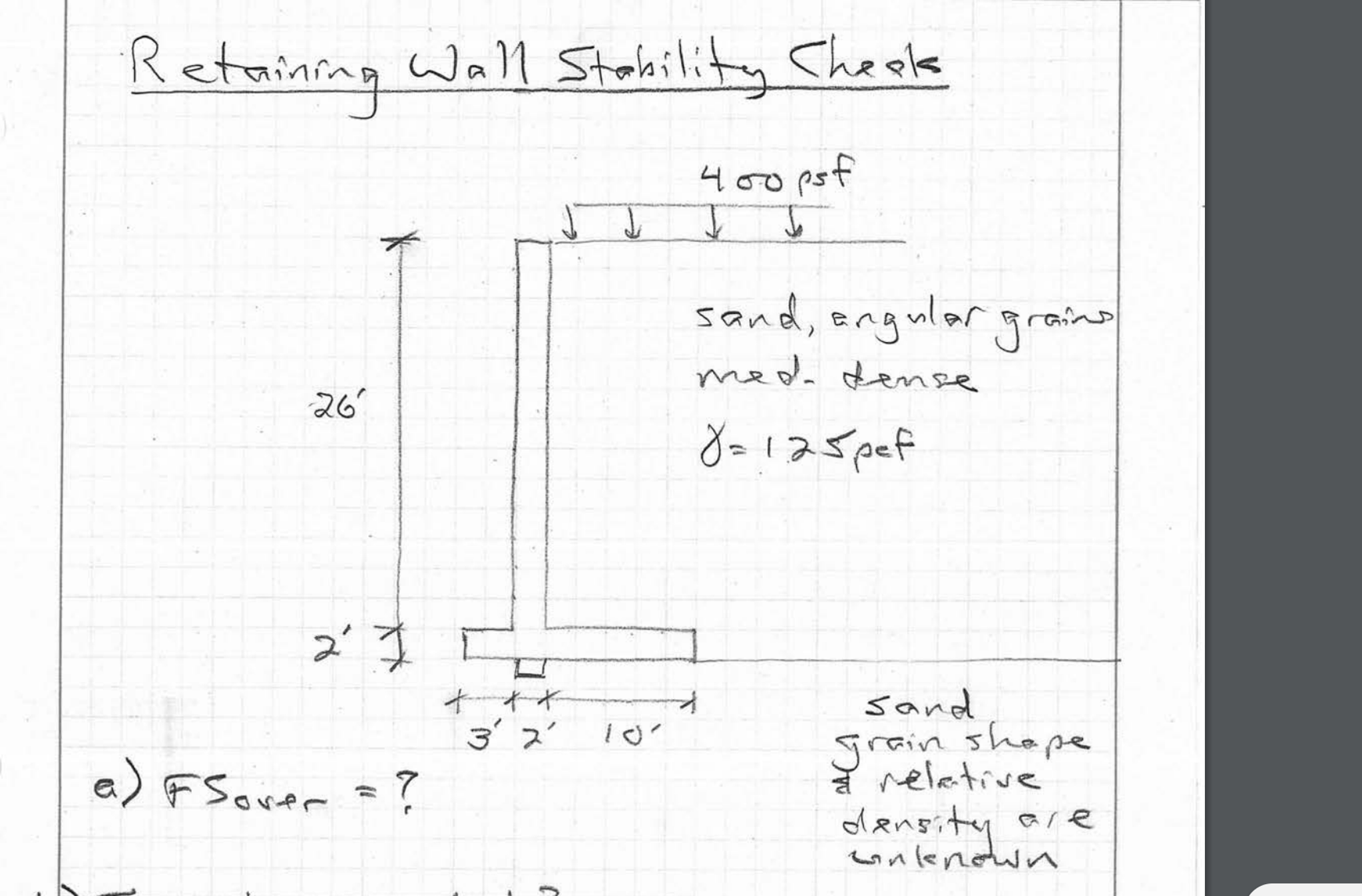 Solved Retaining Wall Stability Check Solve for b and c. | Chegg.com