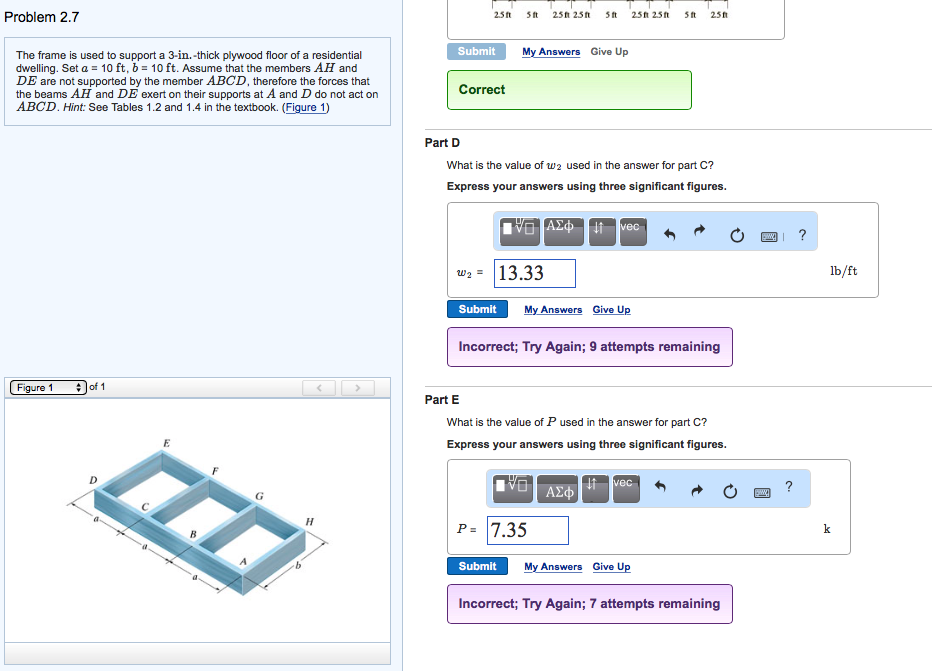 Problem 2.7 Part C The frame is used to support a | Chegg.com