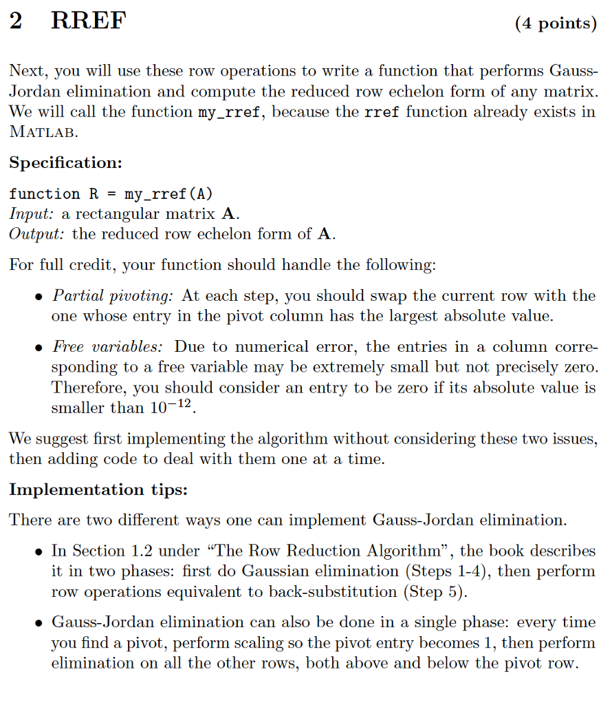 2 RREF (4 points Next, you will use these row | Chegg.com