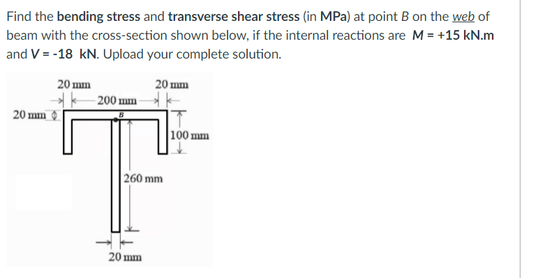 Solved Find the bending stress and transverse shear stress | Chegg.com