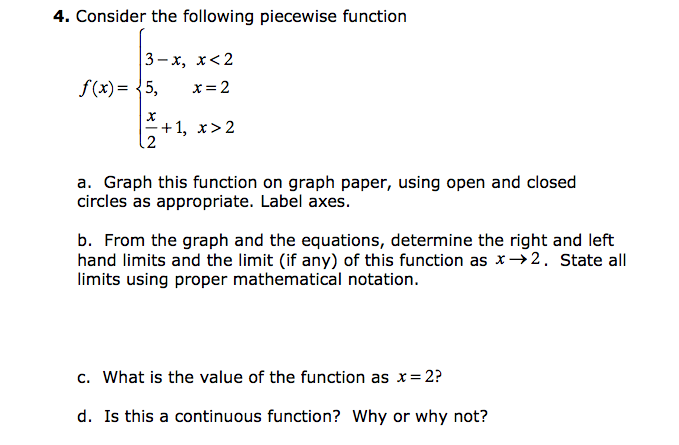 Solved Consider the following piecewise function f(x)={3 -x, | Chegg.com