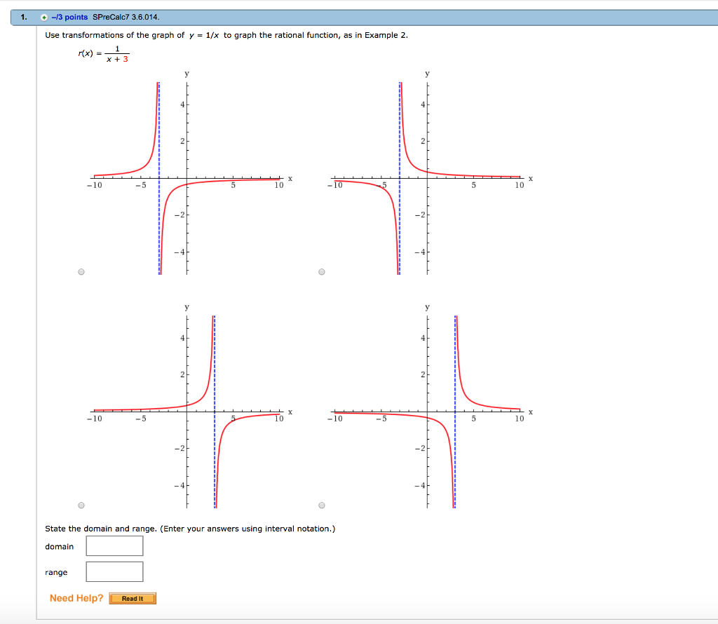 Solved I. -/3 points SPreCalc7 3.6.014 Use transformations | Chegg.com