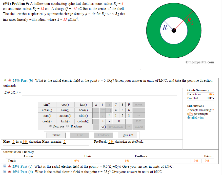 Solved What is the radial electric field at the point r = | Chegg.com