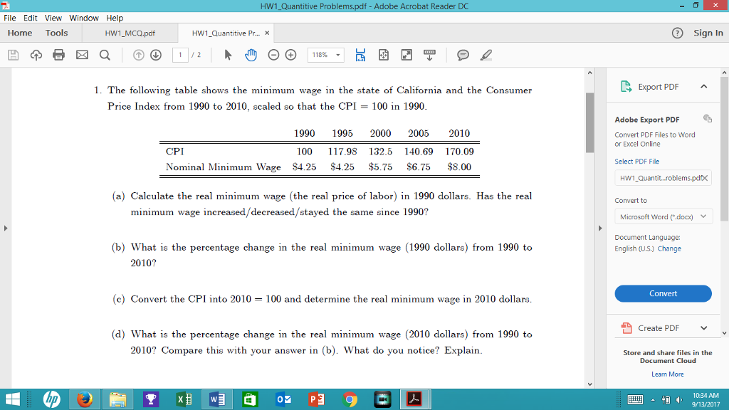 Solved The Following Table Shows The Minimum Wage In The Chegg solved-the-following-table-shows-the-minimum-wage-in-the-chegg