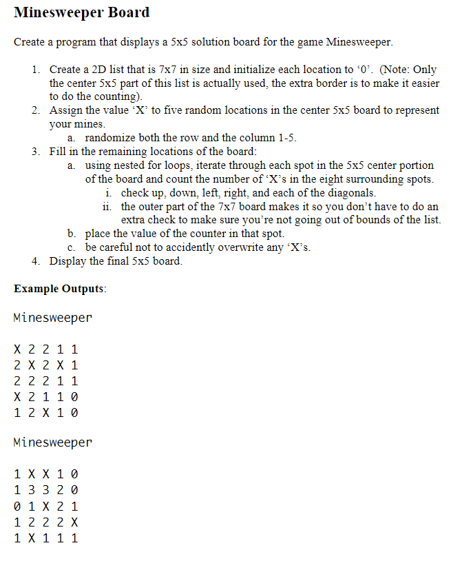 solved-minesweeper-board-create-a-program-that-displays-a-chegg