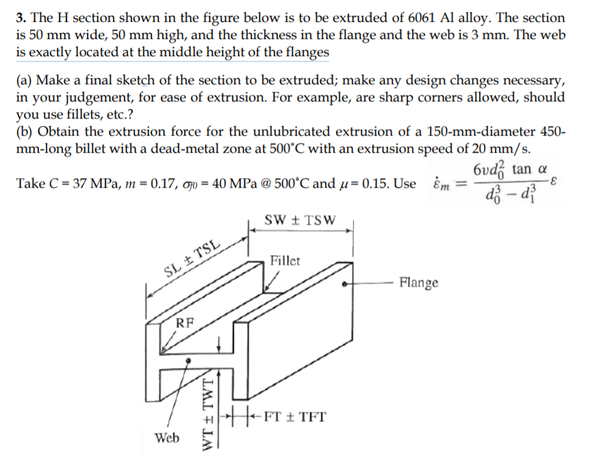 3. The H section shown in the figure below is to be | Chegg.com