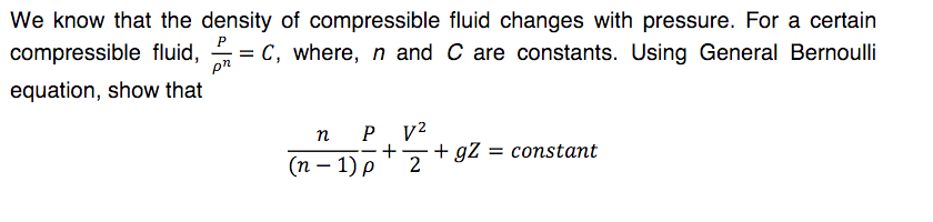 Solved We know that the density of compressible fluid | Chegg.com