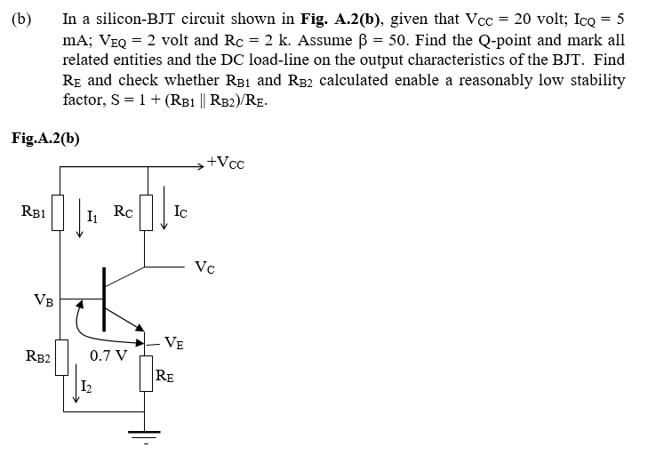 Solved In a silicon-BJT circuit shown in Fig. A.2(b), given | Chegg.com