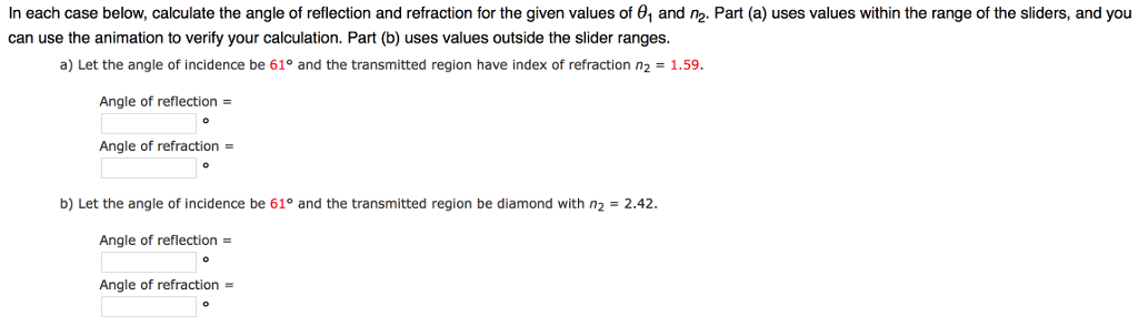 Solved In Each Case Below, Calculate The Angle Of Reflection | Chegg.com