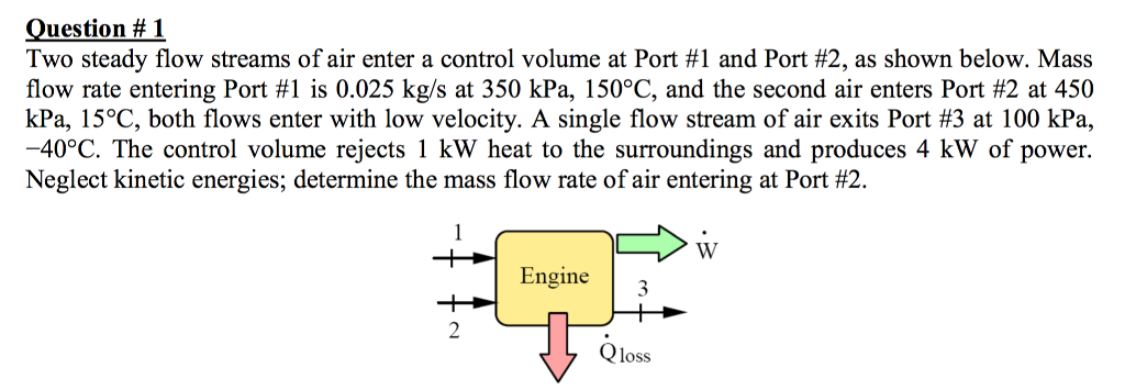 Solved Question # 1 Two steady flow streams of air enter a | Chegg.com