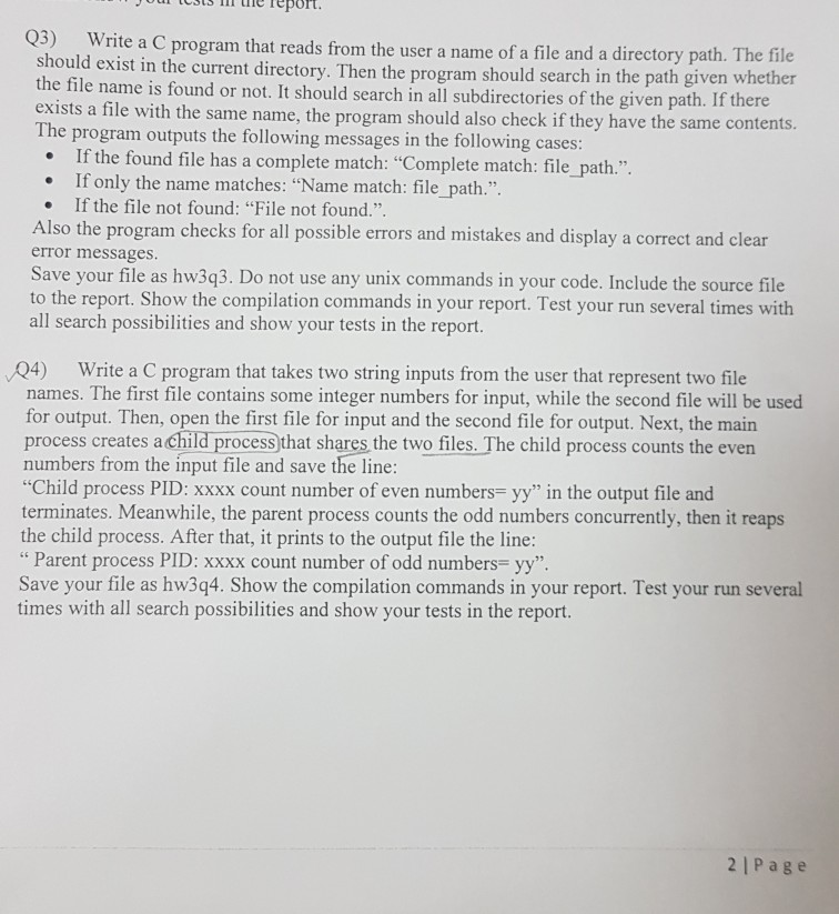 Solved Estse Repor Q3 Write A C Program That Reads From The Chegg