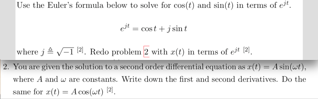 Solved Use the Euler's formula below to solve for cos(t) and | Chegg.com
