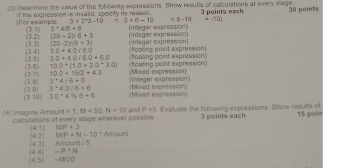 Solved (3) Determine the value of the following expressions. | Chegg.com