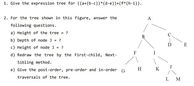 Solved 1. Give the expression tree for ((at | Chegg.com