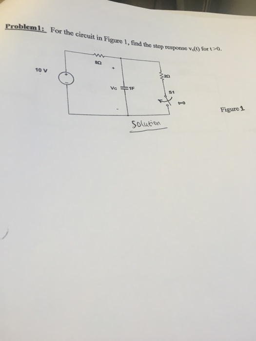 Solved For the circuit in Figure 1, find the step response | Chegg.com
