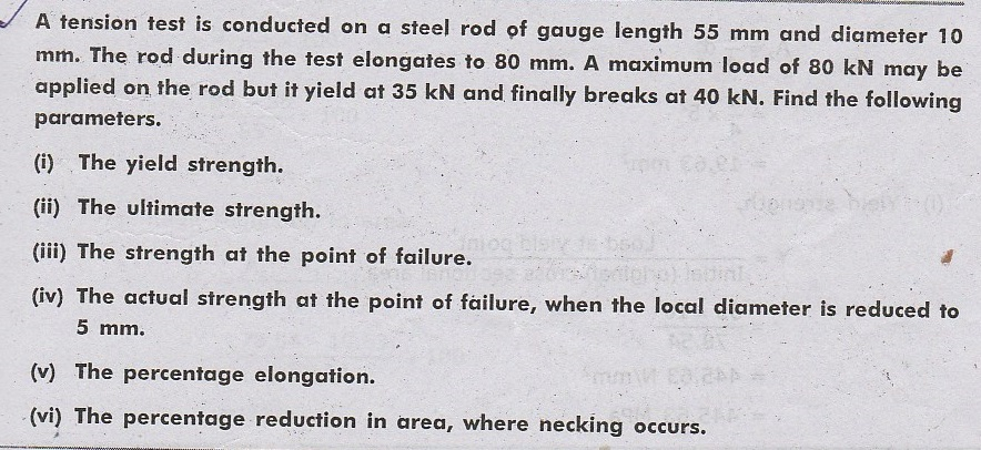 Solved A tension test is conducted on a steel rod of gauge | Chegg.com