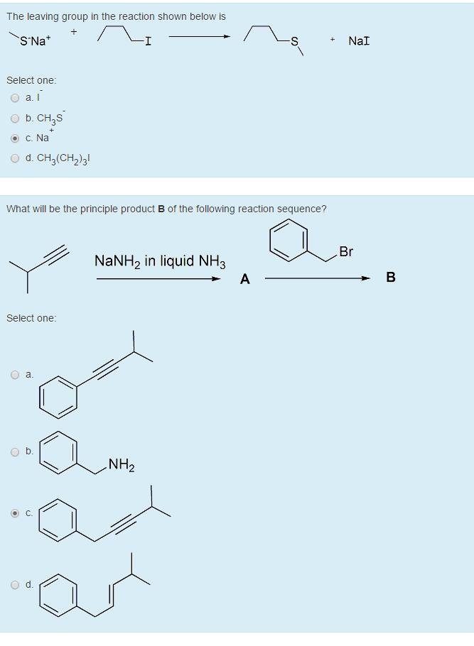 Solved The leaving group in the reaction shown below is | Chegg.com