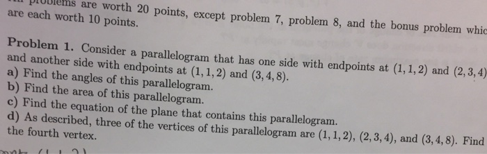 Solved Problems are worth 20 points, except problem 7, | Chegg.com