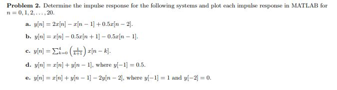 Solved Problem 2. Determine the impulse response for the | Chegg.com