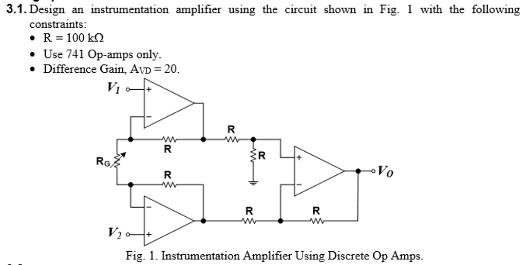 Solved Design An Instrumentation Amplifier Using The Circuit | Chegg.com