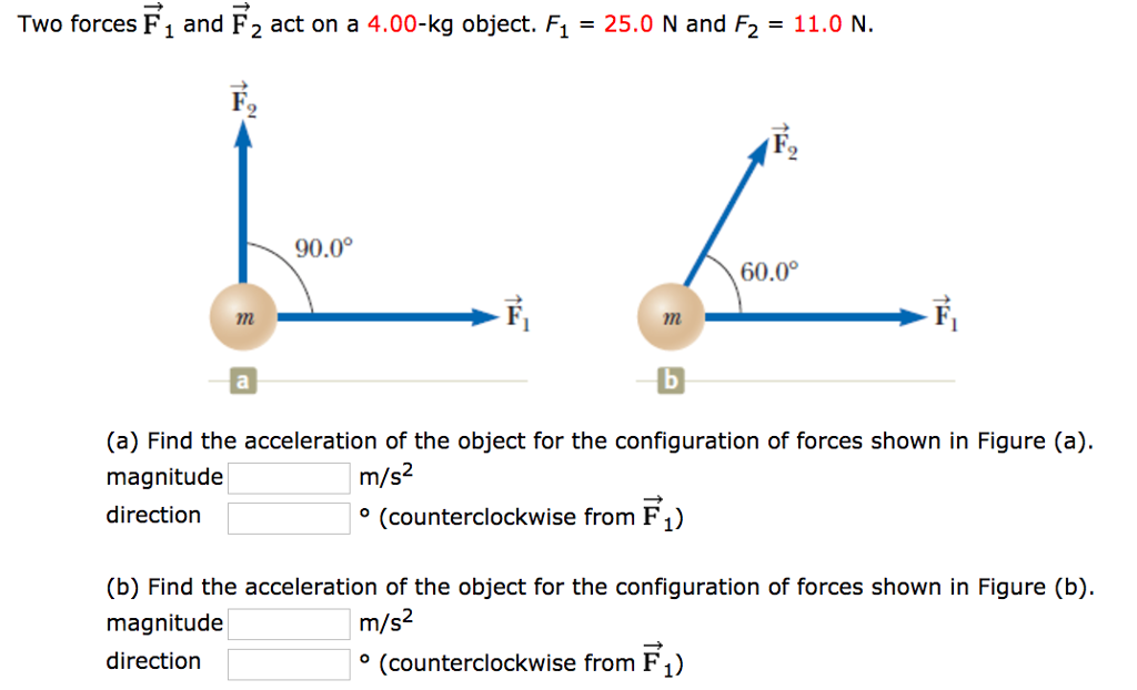 Solved Two forces F_1^vector and F_2^vector act on a 4.00-kg | Chegg.com