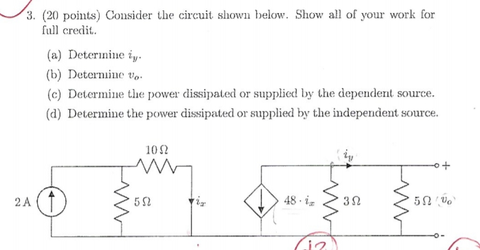 Solved Consider The Circuit Shown Below. (a) Determine I_y. | Chegg.com