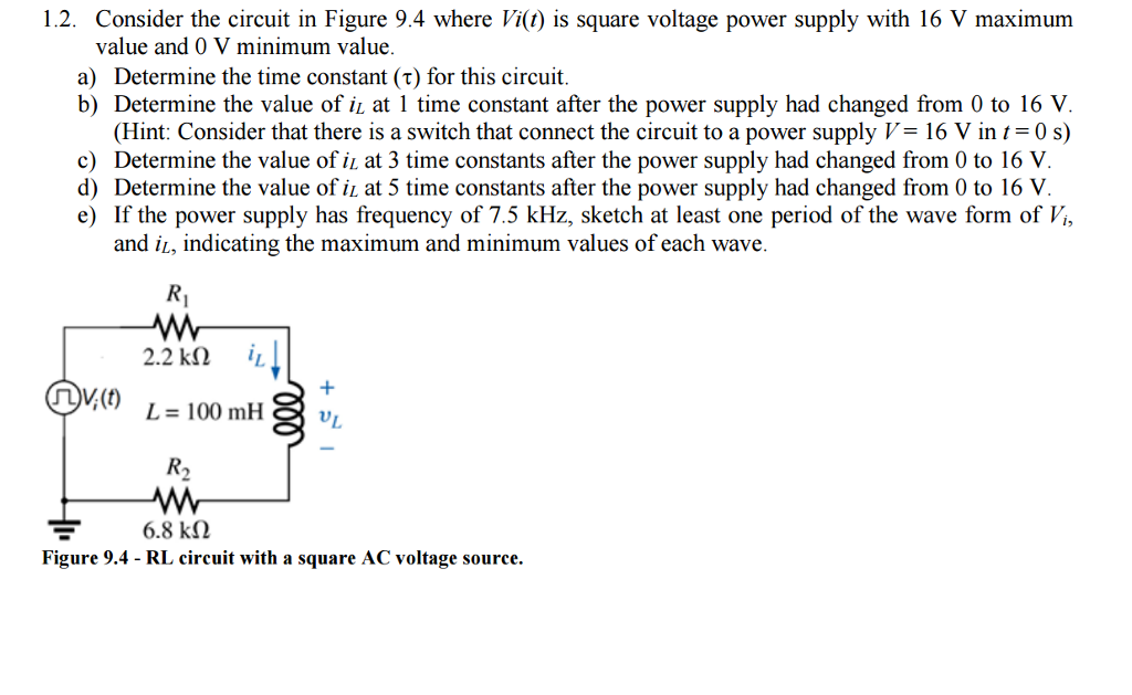 Solved Prelab For Experiment 9 Transient Response Of RC...