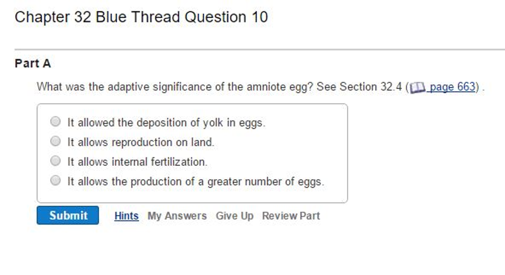 Solved What was the adaptive significance of the amniote | Chegg.com