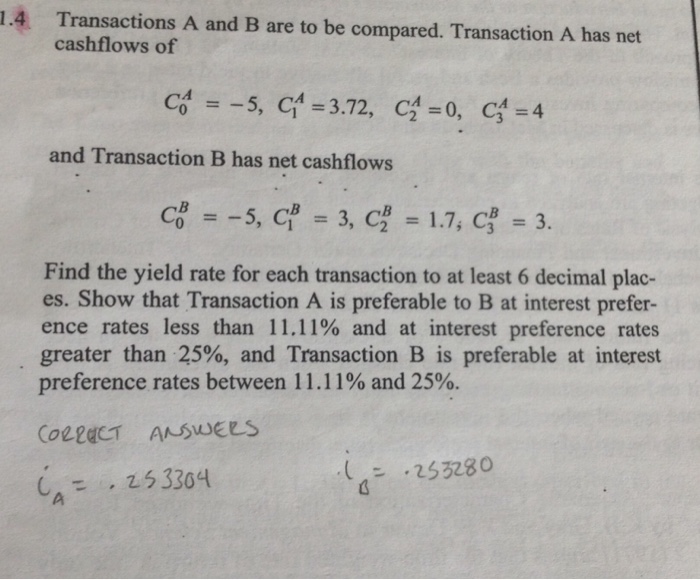 Solved Transactions A And B Are To Be Compared. Transaction | Chegg.com