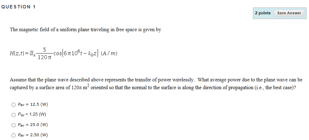 Solved The magnetic field of a uniform plane traveling in | Chegg.com
