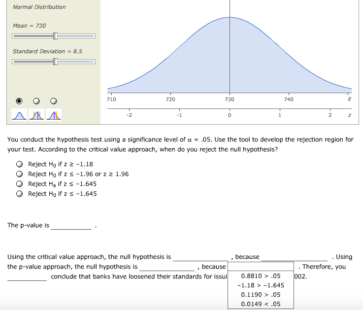 hypothesis tests for a population mean standard deviation known