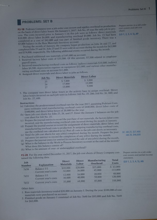Solved Problems: Set B 1 PROBLEMS: SET B P2-1B Pedriani | Chegg.com